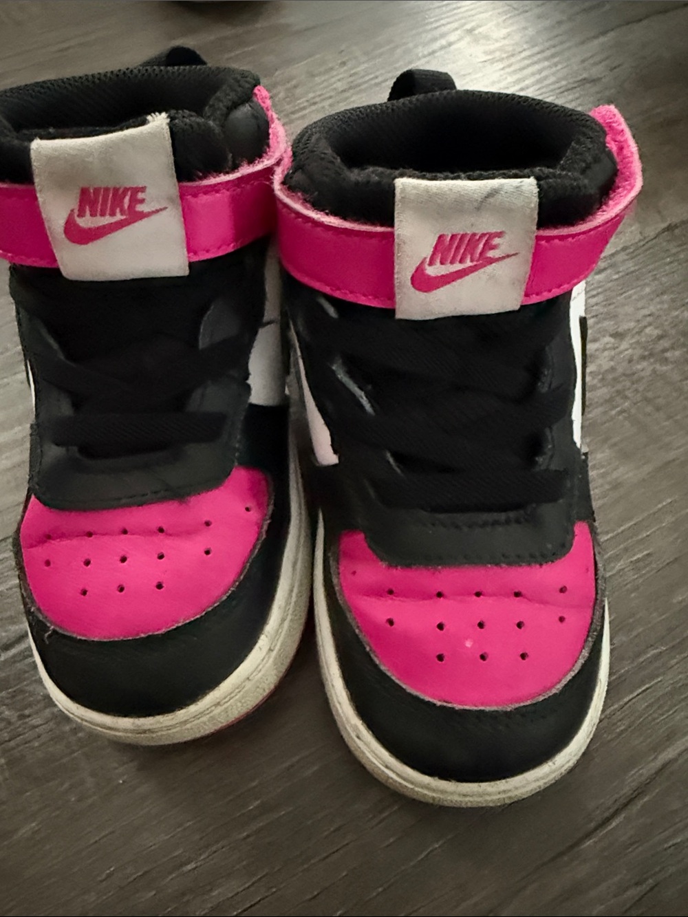 Nike Kids High-Top Sneakers in Black and Hot Pink